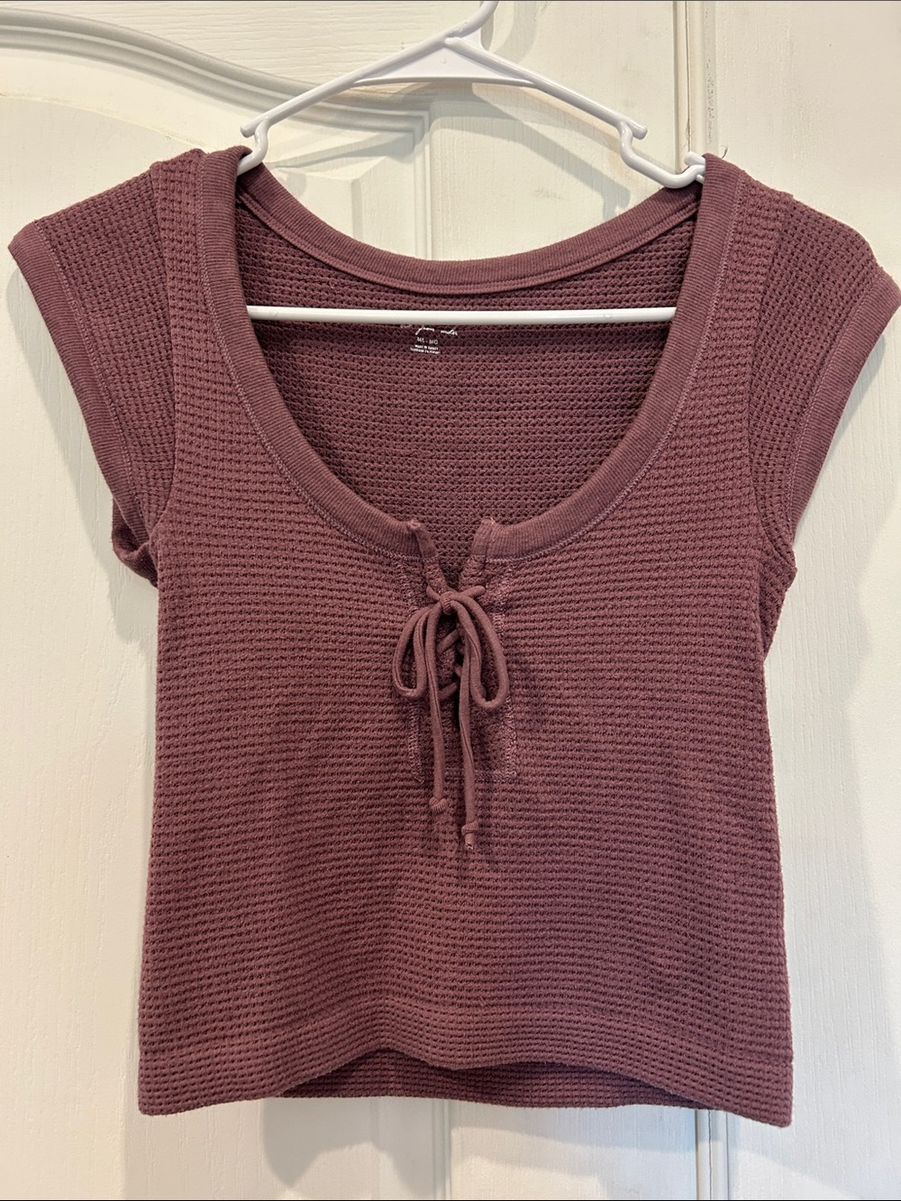Urban Outfitters Mauve Knit Lace-Up Cropped Top Out From Under Top